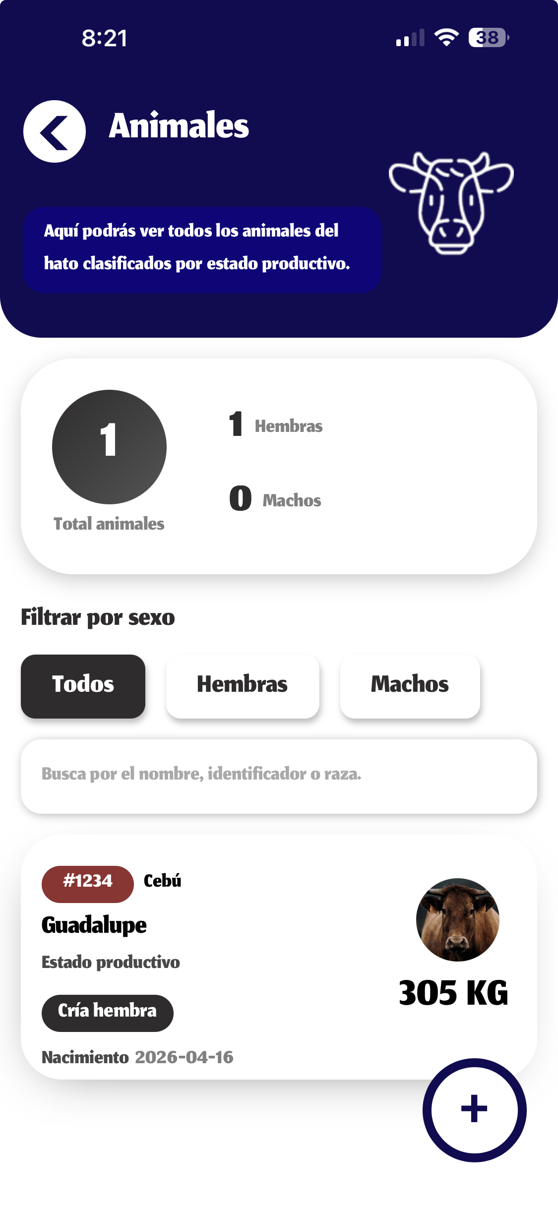 Hato app: Listado de animales